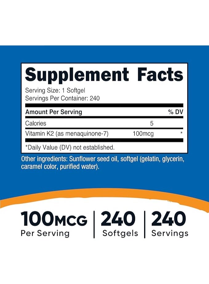 نوتريكوست، فيتامين K2 MK-7، 100 ميكروغرام، 240 كبسولة هلامية - Image 3